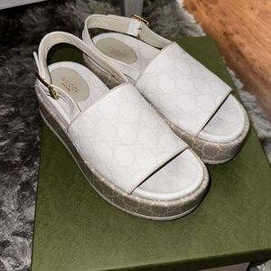 Gucci canvas platform sandals